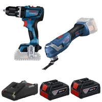 Combo Pague Menos Bosch 18V - Parafusadeira Furadeira Impacto Bateria 1/2"+Multicortadora Oscilante+2 Baterias 18V 4ah e Carregador Bivolt BOSCH