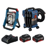 Combo Pague Menos Bosch 18V - Refletor de Led 2200 Lumens + Aspirador de Pó 10L + 2 Baterias 18V 4ah e Carregador Bivolt BOSCH