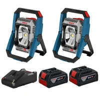 Combo Pague Menos Bosch 18V - Refletor de Led  2200 Lumens + Refletor de Led 2200 Lumens+ 2 Baterias 18V 4ah e Carregador Gal 18V-40 Bivolt BOSCH
