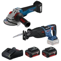 Combo Pague Menos Bosch 18V - Serra Sabre + Esmerilhadeira 5" + 2 Baterias 18V 4ah e Carregador Bivolt BOSCH