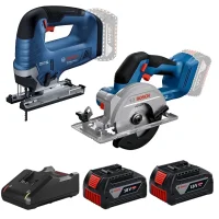 Combo Pague Menos Bosch 18V - Serra Tico-Tico 125mm + Serra Circular 140mm + 2 Baterias 18V 4ah e Carregador Bivolt BOSCH