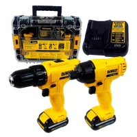 Combo Parafusadeira+furadeira Impacto 12V Carregador Maleta e 2 Baterias 1,3AH 3/8" 1/4" Bivolt Dewalt DCK201C2-BR