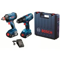 Combo Parafusadeira Furadeira+chave Impacto 18v Carregador Maleta e 2 Baterias 2AH 1/2" 1/4" Bivolt Bosch GSB180+GDX180LI