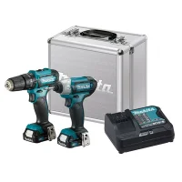 Combo Parafusadeira+furadeira de Impacto 12V HP333d+td110D com Carregador Maleta e 2 Baterias 3/8" 1/4" Bivolt Makita CLX228SAX