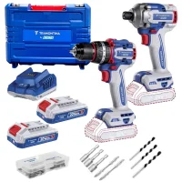 Combo Parafusadeira Furadeira+chave Impacto 20V Maleta Carregador 2 Baterias 2AH 1/4" 3/8" Bivolt Tramontina by Total 42328/001