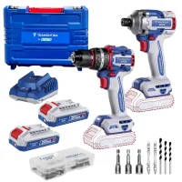 Combo Parafusadeira Furadeira+chave Impacto 20V Maleta Carregador 2 Baterias 2AH 1/4" 3/8" Bivolt Tramontina by Total 42328/001