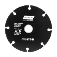 Disco de Corte de Tungstenio Para Madeira USO Em Serra Marmore 110X20MM Norton 69957315170