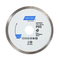 Disco Diamantado Liso Para Ceramica e Porcelanato Corte a Seco e Umido 4.3/8"-110MM Norton PRO
