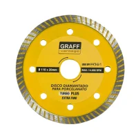 Disco Diamantado Turbo para Porcelanato Corte Umido 4.3/8"-110MM Graff 6850004