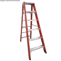 Escada Fibra de Vidro de Abrir 5 Degraus Tipo Tesoura Duplo Acesso 1,6M Esmig FADA 05