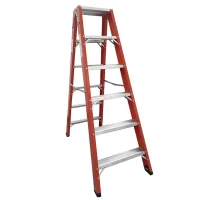 Escada Fibra de Vidro de Abrir 8 Degraus Tipo Tesoura Duplo Acesso 2,44M Esmig FADA 08