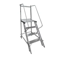 Escada Plataforma Trepadeira Em Aluminio com 3 Degraus+patamar e Corrimaos 1M Interalum TRE/1