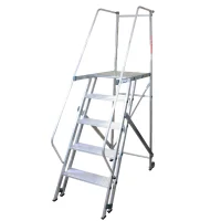 Escada Plataforma Trepadeira Em Aluminio com 4 Degraus+patamar e Corrimaos 1,25M Interalum TRE/1,25