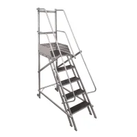 Escada Plataforma Trepadeira Nr12 Em Aluminio com 4 Degraus+patamar e Corrimaos 1,25M Escaleve PLAT NR1250