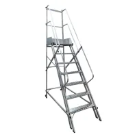 Escada Plataforma Trepadeira Nr12 Em Aluminio com 6 Degraus+patamar e Corrimaos 1,75M Escaleve PLAT NR1750