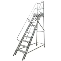 Escada Plataforma Trepadeira Nr12 Em Aluminio com 9 Degraus+patamar e Corrimaos 2,5M Escaleve PLAT NR 2500