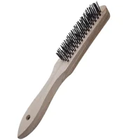 Escova de Aco Carbono Manual Cabo de Madeira 16X4 FILEIRAS Carbografite 1777/4