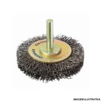 Escova de Aco Carbono Circular com Haste FIO 0,20MM 50X16MM Inebras 06696