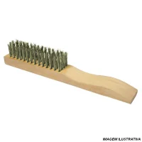 Escova de Latao Manual Cabo de Madeira 4X16 FILEIRAS Inebras 1777/4
