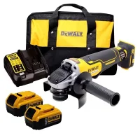 Esmerilhadeira Angular a Bateria 20V Max Brushless com Bolsa Carregador 2 Baterias 5AH 4.1/2"-5" Bivolt Dewalt DCG413P2-BR
