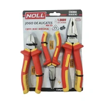 Jogo Alicates Isolados 1000V 3 Pecas VDE EN60900 CRV Noll VDE GS