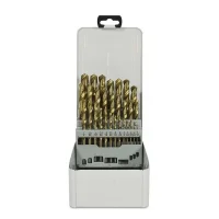 Jogo Broca Haste Paralela 29pcs DIN 338 com Tratamento de Titanio HSS 1/16A1/2" Rocast 1370061