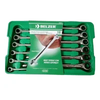 Jogo Chave Combinada com Catraca 12pcs Invertida CRV 8A19MM Belzer 85888BJ