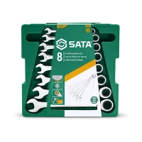 Jogo Chave Combinada com Catraca 8pcs CRV 8A19MM Sata ST08008SJ