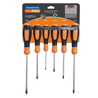 Jogo Chave de Fenda e Phillips 6pcs Ultragrip Plus 2 Fendas e 4 Phillips CRV 1/8X3A1/4X6" Tramontina Pro 44128/406