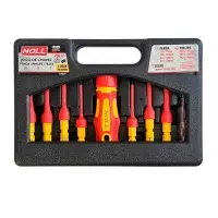Jogo Chave de Fenda e Phillips Isolada 1000V 9pcs VDE IEC60900 NR10 4 Fenda 3 Phillips e 1 Teste CRV Noll VDE GS