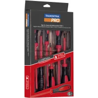 Jogo Chave de Fenda e Phillips Isolada 6pcs 1000V IEC60900 NR10 Cabo com Duplo Isolamento 1/8X3"A1/4X6" Tramontina Pro 44315/406