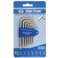 Jogo Chave Torx L com Guia 7 Pecas CRV T10AT40 King Tony 20407PR