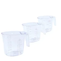 Jogo Jarras Medidoras Graduadas 3pcs Em Poliestireno Transparente 250ML 500ML 1L Mor 8725