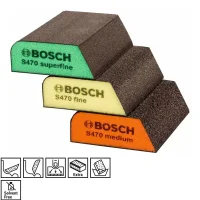 Jogo Kit Esponja Abrasiva 3pcs Medio Fino Super Fino USO Geral 26X97X69MM Bosch 2608901174