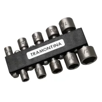 Jogo Ponta Canhao Porca 10pcs Encaixe 1/4" 5/32A1/2" Tramontina 43615/110