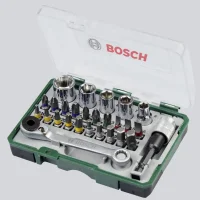 Jogo Pontas para Parafusar 27 Pecas Fenda Phillips Soquetes Outros e Chave Catraca 1/4" Bosch 2607017160