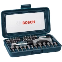 Jogo Pontas para Parafusar 46 Pecas Fenda Phillips Soquetes Outros e Chave Suporte 1/4" Bosch 2607017399
