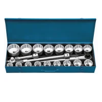 Jogo Soquete 1" Estriado 21pcs Encaixe 1" 1.7/16-3.1/8" Gedore D21KPU