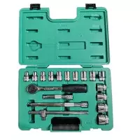 Jogo Soquete 1/2" Estriado 18pcs 14 Soquetes 4 Acessorios CRV 10 A 32MM Sata ST09203SJ