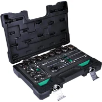 Jogo Soquete 1/2" Estriado 20pcs 15 Soquetes 5 Acessorios CRV 3/8A1.1/4" Belzer 204906BJ