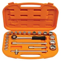 Jogo Soquete 1/2" Estriado 23pcs 18 Soquetes 5 Acessorios 8 A 32MM Tramontina Pro 44833/222