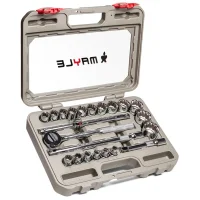 Jogo Soquete 1/2" Estriado 23pcs 18 Soquetes 4 Acessorios 1 Maleta CRV 8A32MM Mayle 110023