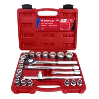 Jogo Soquete 1/2" Estriado 23pcs 18 Soquetes 4 Acessorios 1 Maleta CRV 8A32MM Mayle 110023