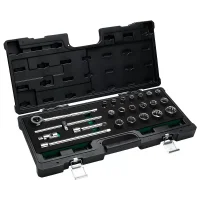 Jogo Soquete 1/2" Estriado 23pcs 18 Soquetes 5 Acessorios CRV 10A32MM Belzer 204406BJ