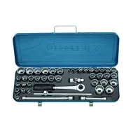 Jogo Soquete 1/2" Estriado 43pcs 38 Soquetes 5 Acessorios CRV 3/8A32MM Gedore D19PMZ