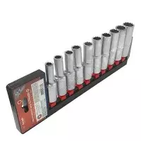 Jogo Soquete 1/2" Estriado Longo 10pcs CRV 8 A 19MM Corneta 3337000