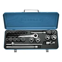 Jogo Soquete 1/2" Sextavado 23pcs 18 Soquetes 5 Acessorios CRV 12 A 32MM Gedore 19TMZ