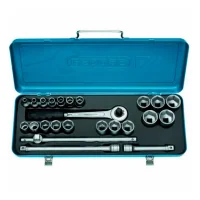 Jogo Soquete 1/2" Sextavado 24pcs 20 Soquetes 4 Acessorios CRV 10A32MM Gedore 19KM