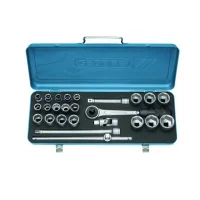 Jogo Soquete 1/2" Sextavado 25pcs 20 Soquetes 5 Acessorios CRV 1/4 A 1.1/4" Gedore 19KPU