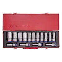 Jogo Soquete 1/2" Sextavado Longo 15pcs 10 A 32MM King Tony 4315MR